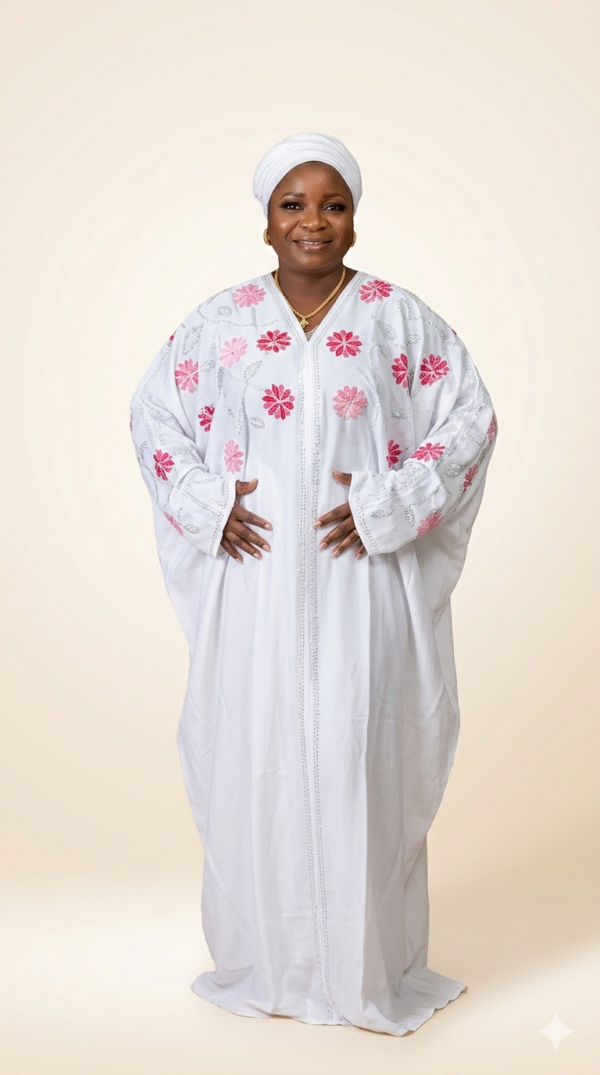 white dress and with pink embroidered, and Hight quality stoned (58))