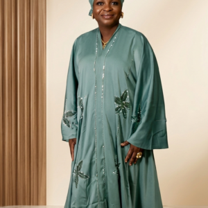 Features: High-quality luxury fabric with smooth, rich texture Elegant hand-stone embellishments for subtle sparkle Full-length, modest, flowing cut Comfortable, breathable, and lightweight Perfect for Eid, weddings, special occasions, and luxury gatherings This abaya is not just clothing — it’s a statement of class, confidence, and timeless Dubai elegance.