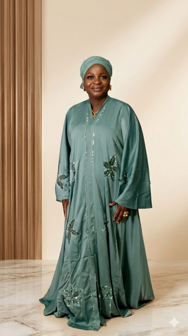 Features: High-quality luxury fabric with smooth, rich texture Elegant hand-stone embellishments for subtle sparkle Full-length, modest, flowing cut Comfortable, breathable, and lightweight Perfect for Eid, weddings, special occasions, and luxury gatherings This abaya is not just clothing — it’s a statement of class, confidence, and timeless Dubai elegance.