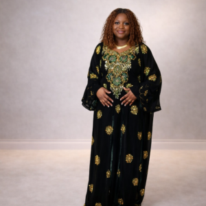 green velvet and beaded dress