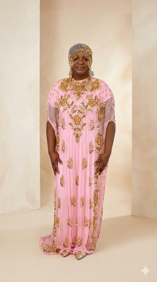 Pink fully hand beaded dress