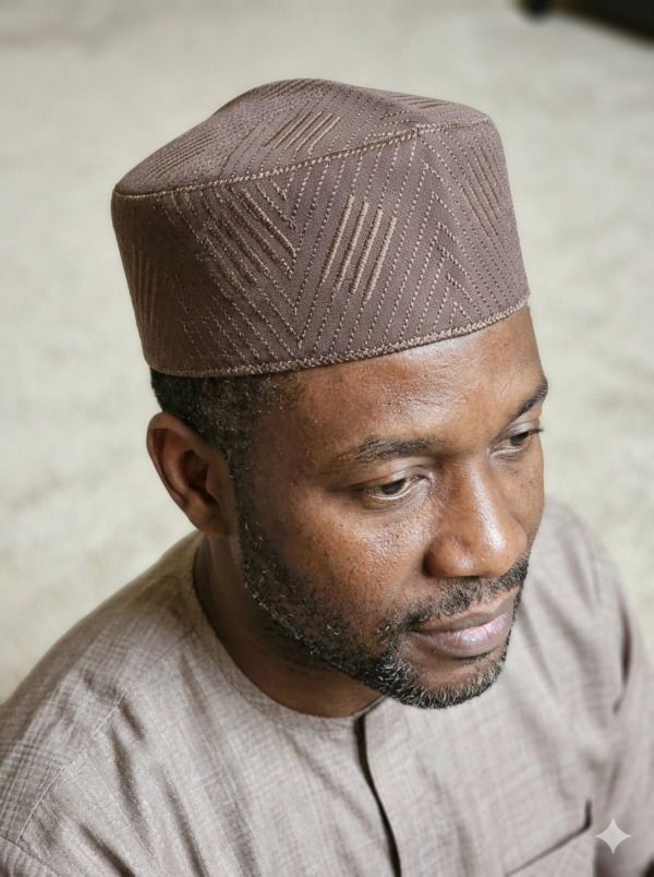 kufi hat,men prayer hat brown 55cm