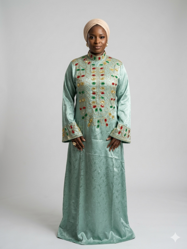 mint green royal jewel kaftan