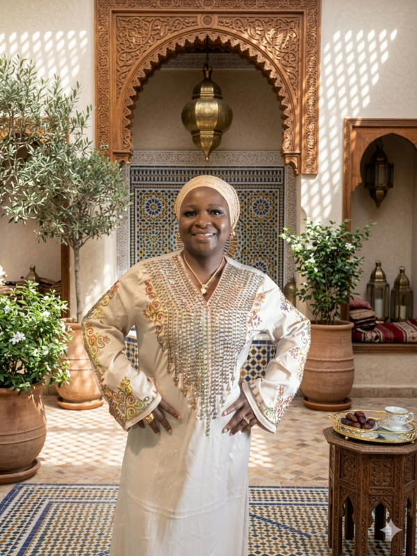 prism petal abaya (nude)