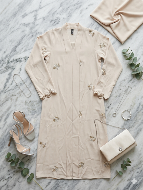 floating floral abaya for kid champagne