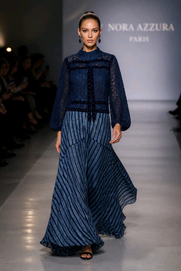​The Imperial Lace & Brocade Adire Maxi