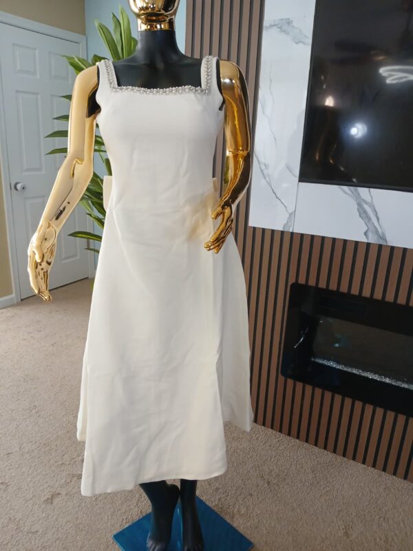 The Ivory Pearl Bow Midi Dress