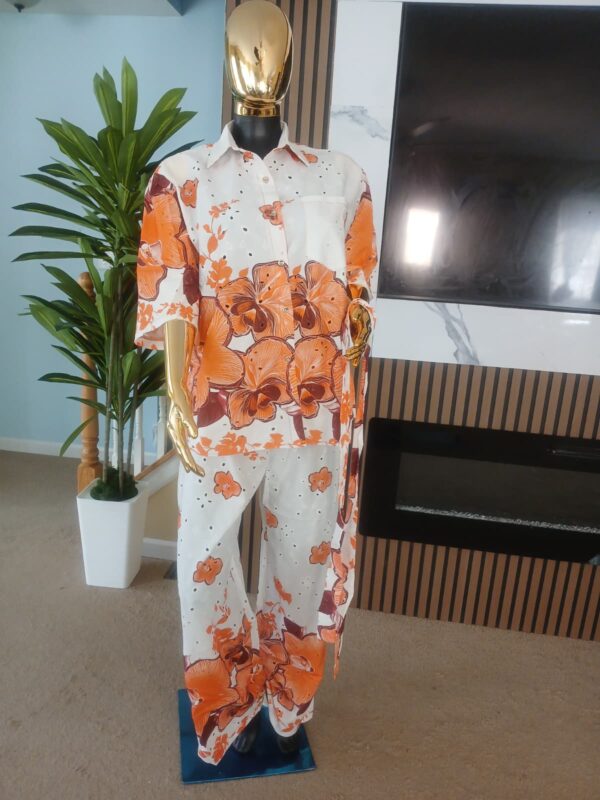 Botanical Linen Shirt & Wide-Leg Pant Set