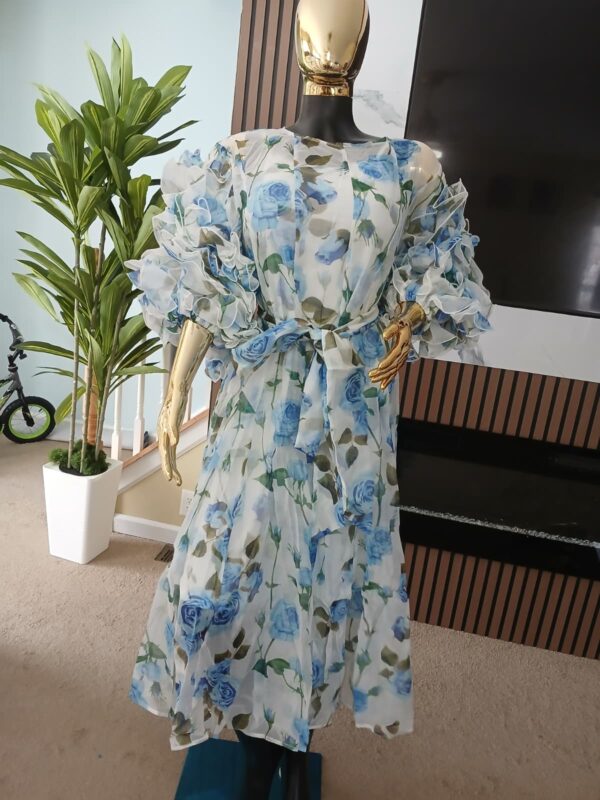 Blue Rose Elegance Midi Dress