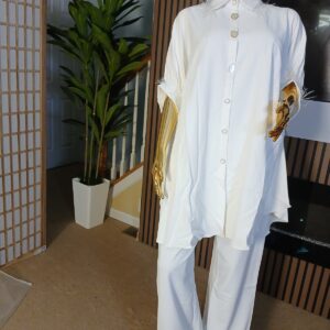 Elegance Feather-Trimmed Two-Piece Set