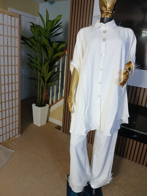 Elegance Feather-Trimmed Two-Piece Set